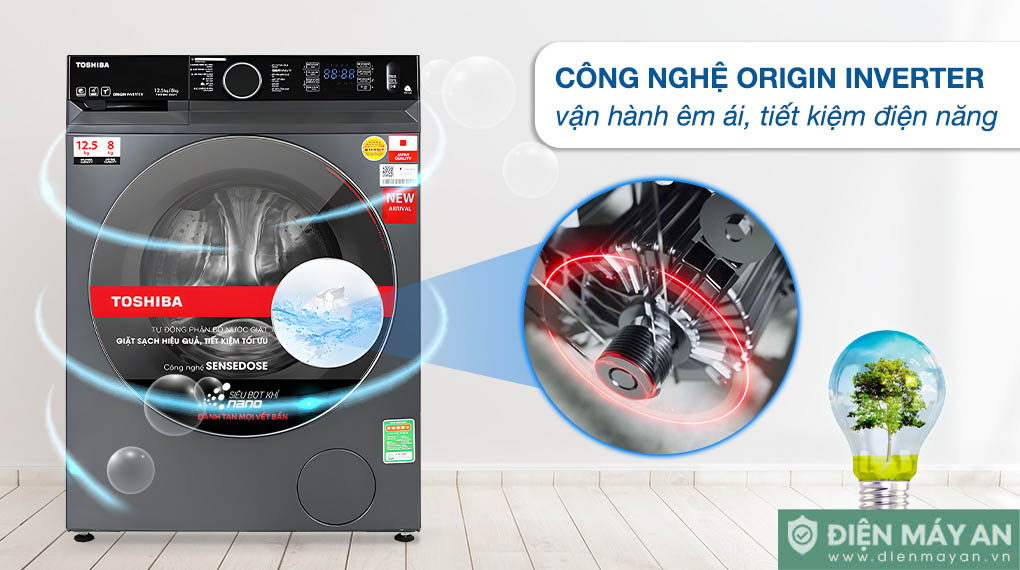 Máy Giặt Sấy Toshiba Inverter Giặt 12.5 Kg - Sấy 8 Kg TWD-BM135GF4V(MG)